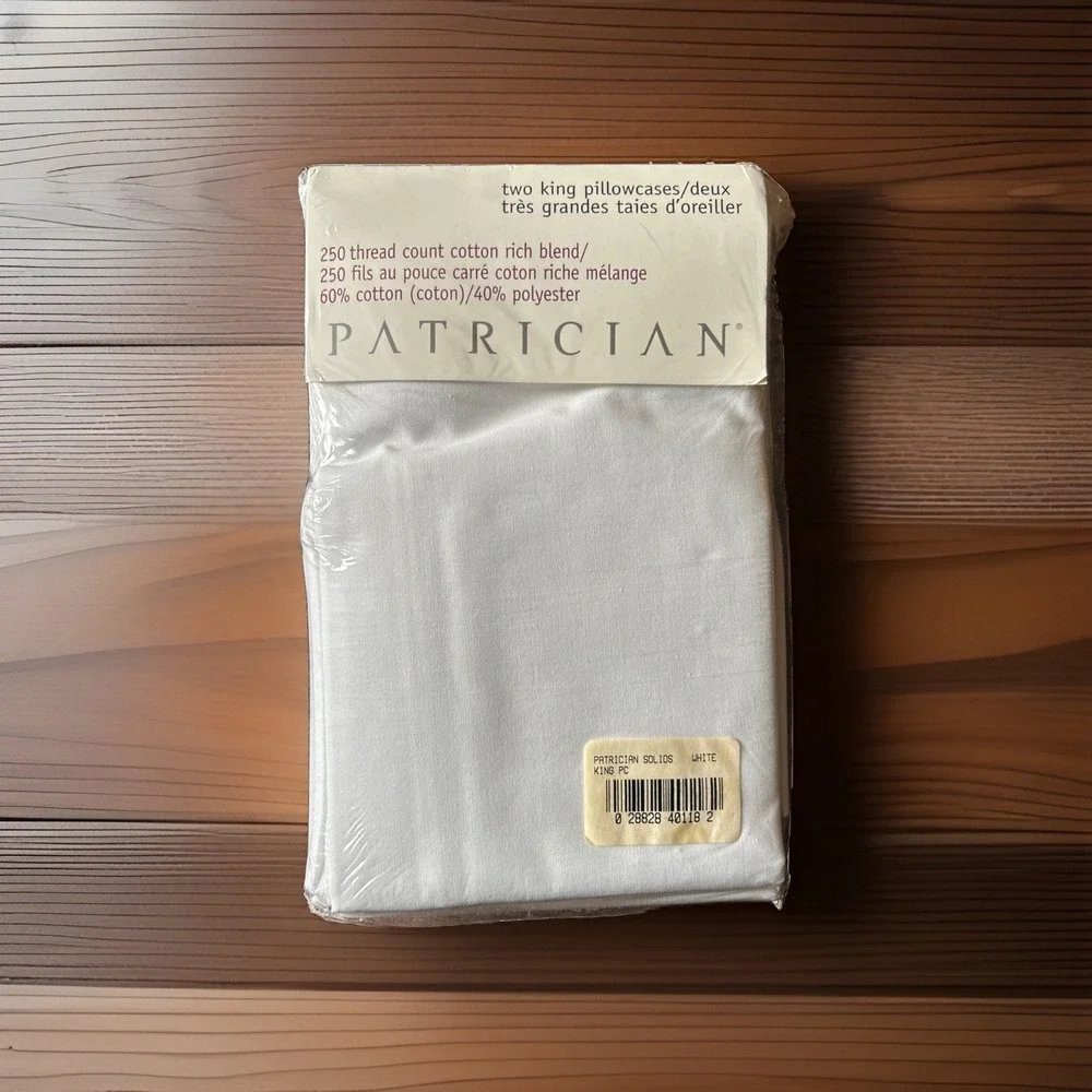 Vintage Patrician King Size Pillowcase Set 250 Count Cotton Blend New